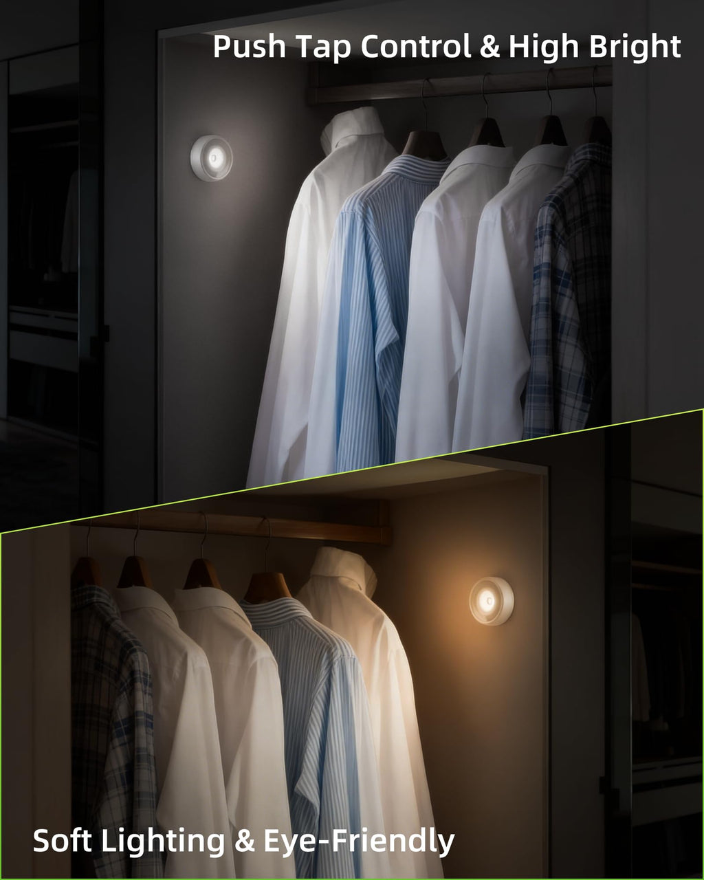 EZVALO LED Puck Lights, Rechargeable Battery Touch Light, 2.5'' Mini Tap Lights, Wireless Closet Light, Under Cabinet Lighting, 3 Color Temps, Stick On Lights Kitchen,Closet,Pantry(2 Pack)