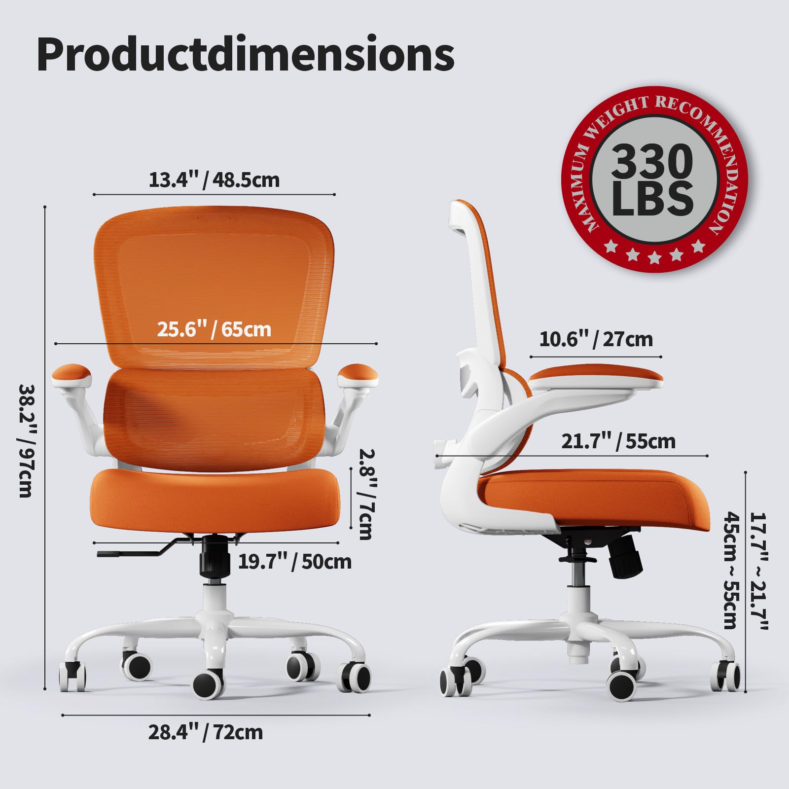 TRALT Office Chair - Ergonomic Desk Chair with Adjustable Lumbar Support, Mesh Computer Chair, Executive Chairs for Home Office Comfortable Lumbar Support (White)