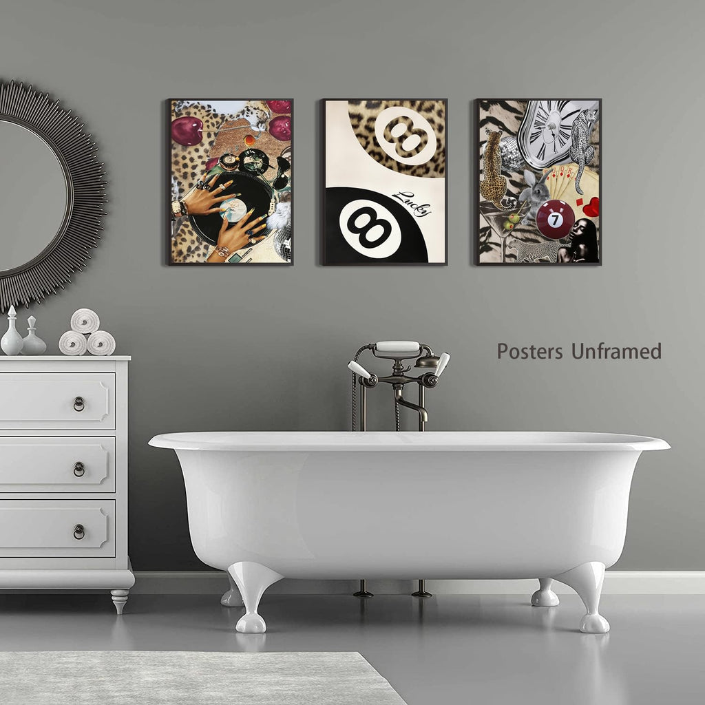 Black Girl Pink Wall Art Aesthetic Set of 3, African American Black Women Canvas Posters Fashion Black Girl Wall Pictures Prints Home Decor，Living Room， Bedroom ，Bathroom Decoration ，12x16In Unframed