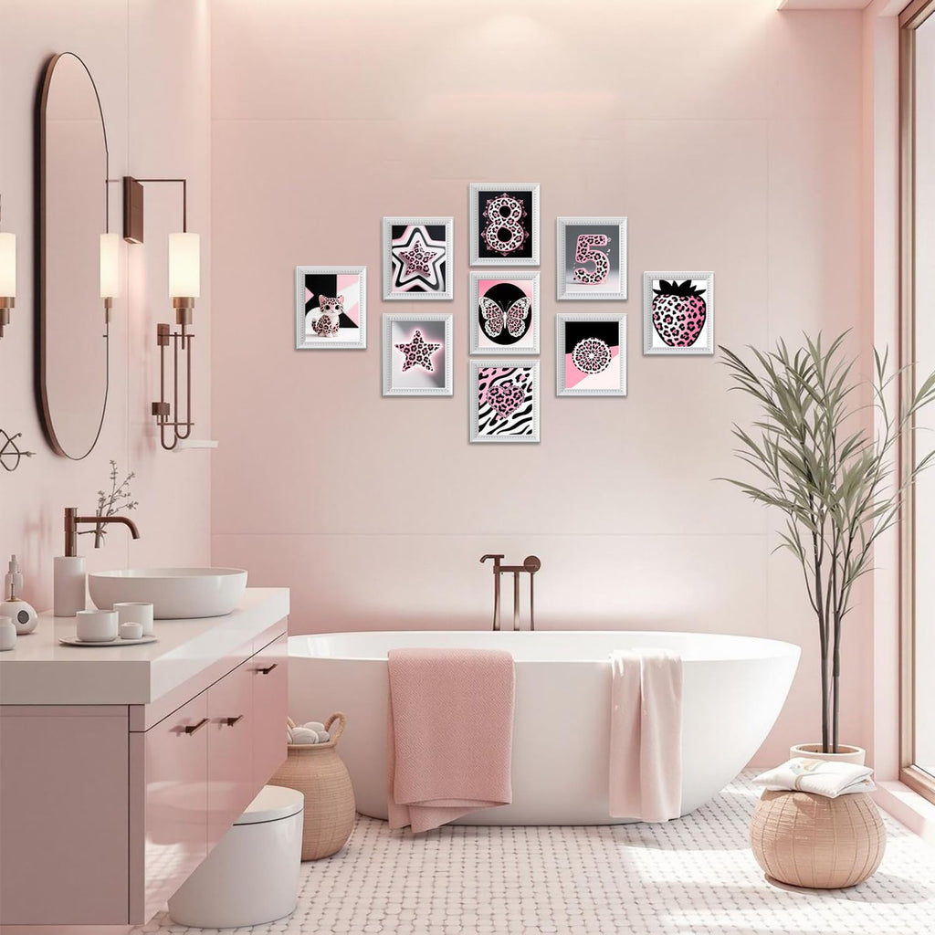Black Girl Pink Wall Art Aesthetic Set of 3, African American Black Women Canvas Posters Fashion Black Girl Wall Pictures Prints Home Decor，Living Room， Bedroom ，Bathroom Decoration ，12x16In Unframed
