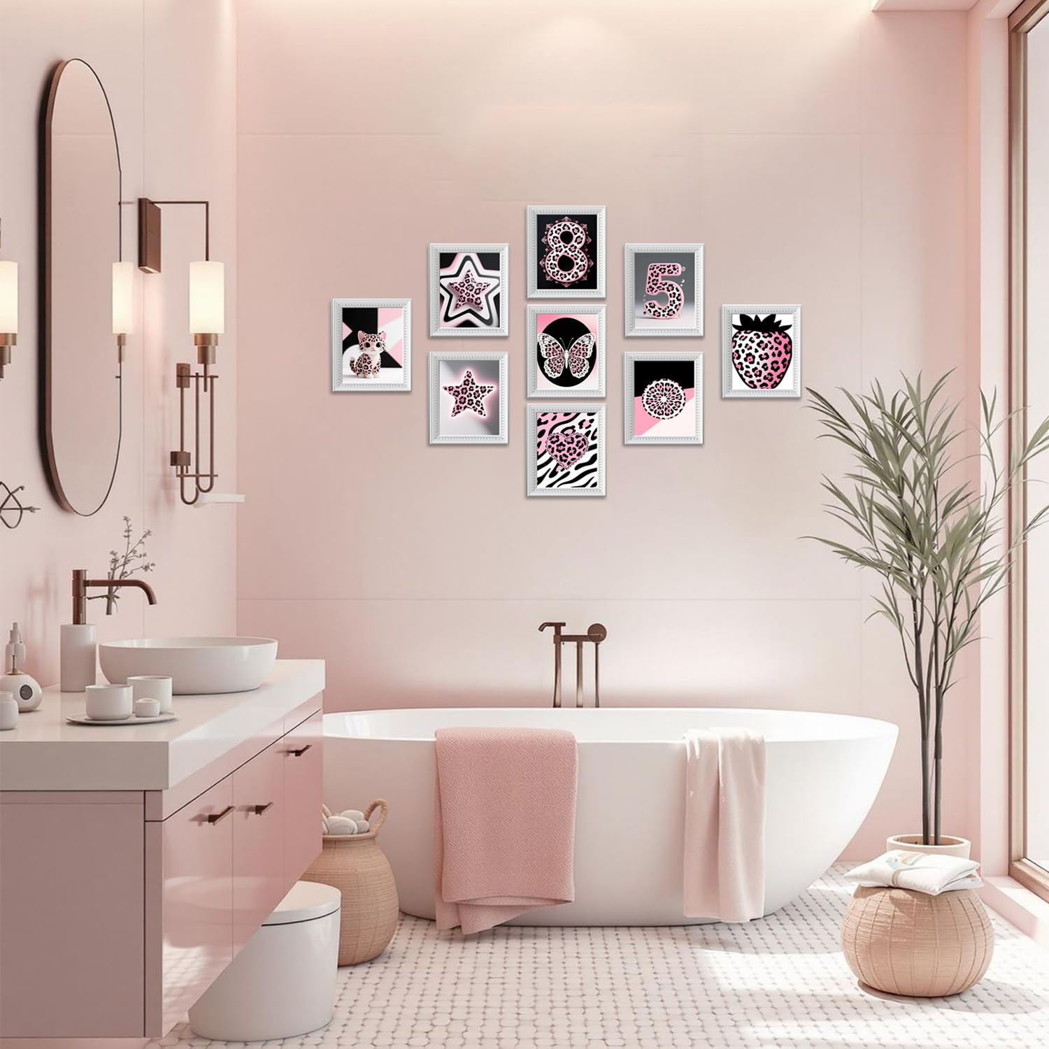 Black Girl Pink Wall Art Aesthetic Set of 3, African American Black Women Canvas Posters Fashion Black Girl Wall Pictures Prints Home Decor，Living Room， Bedroom ，Bathroom Decoration ，12x16In Unframed