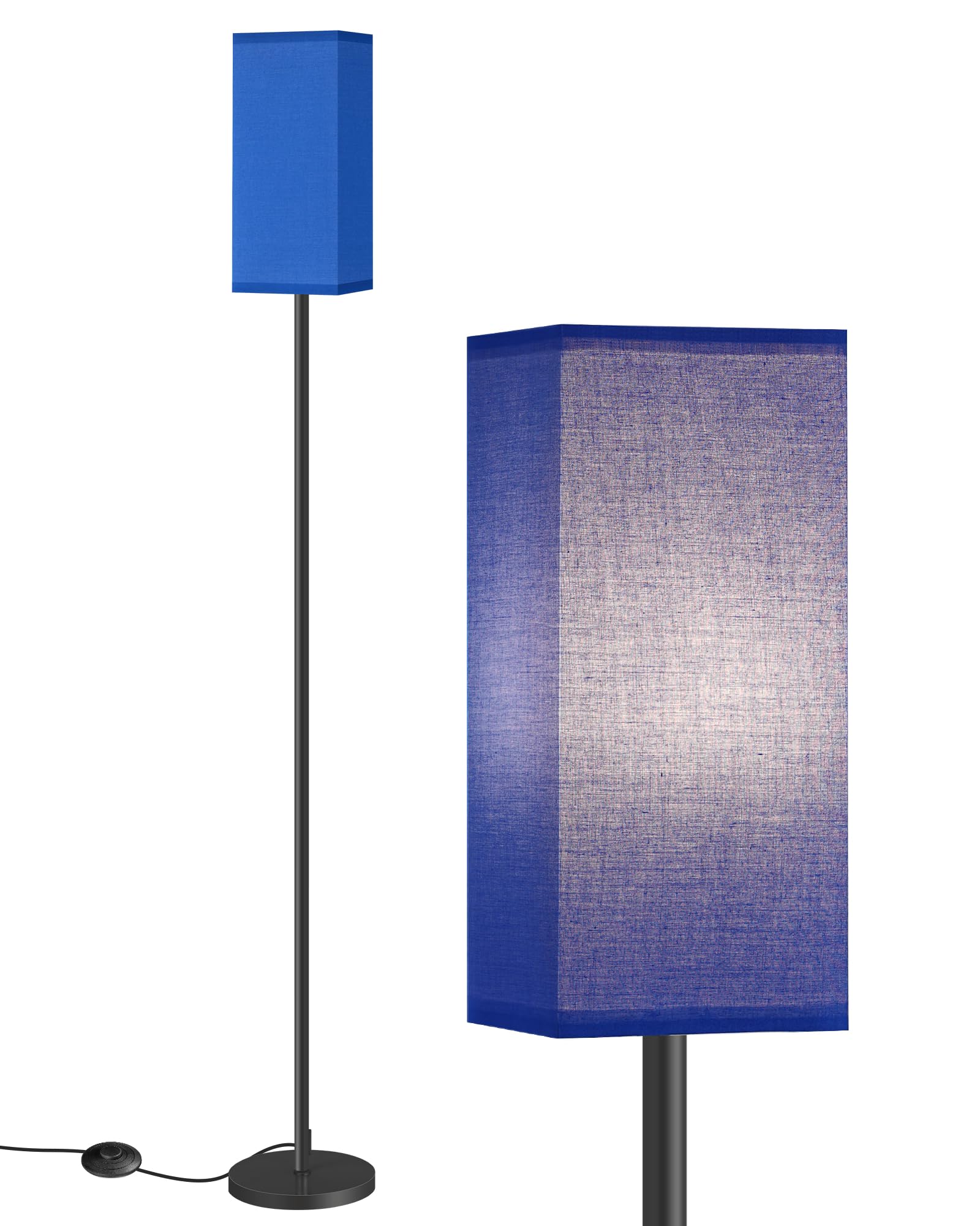 64.6" Floor Lamp, Pole with Foot Switch, Modern Standing Lamp Lampshade, Minimalist Freestanding Lamp (Bulb Not Included), for Living Room, Bedroom Office ETL Listed, Black and Beige E07LD05