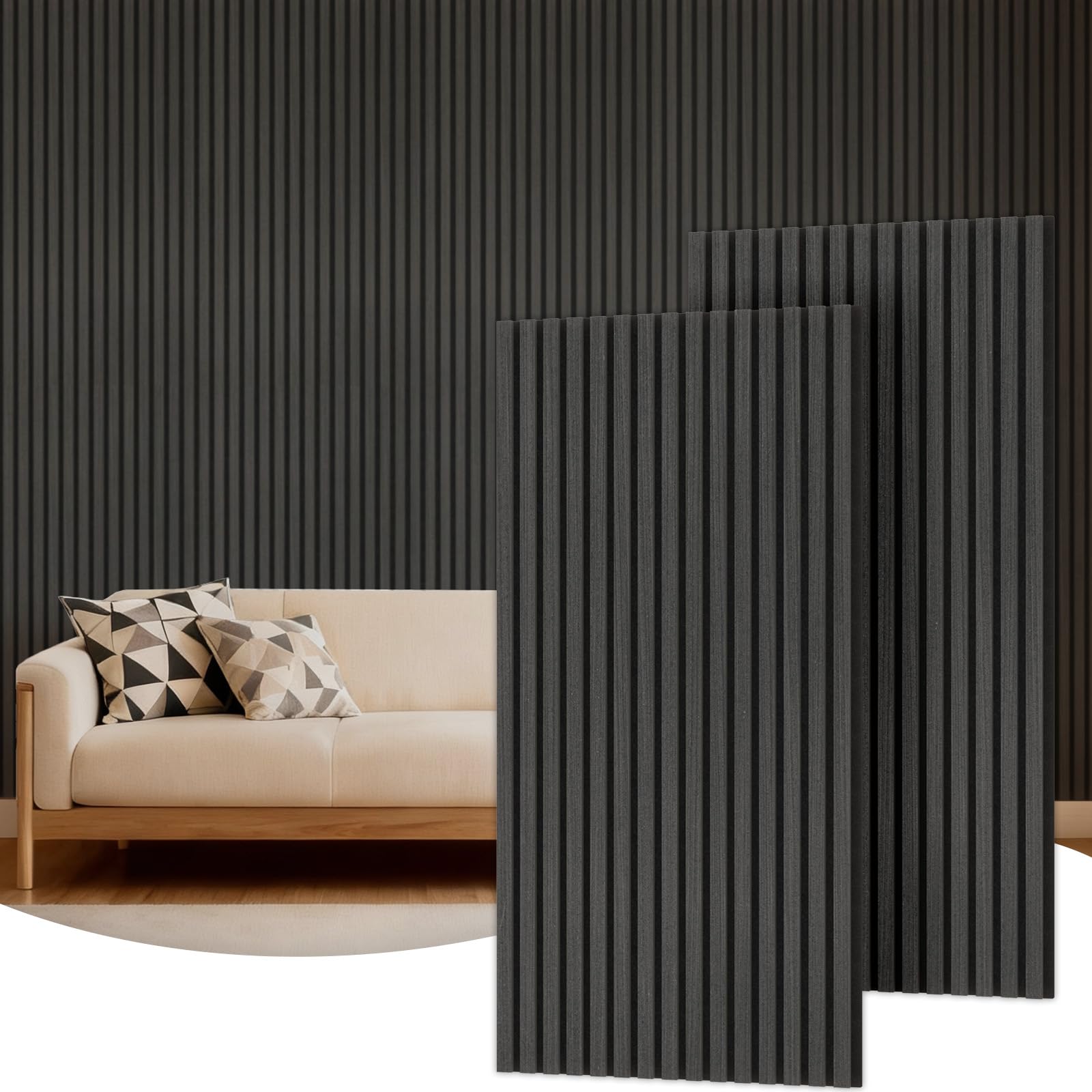 TONOR Wood Slatwall Panels, 4 Pack 47.2" x 23.6"/ 120 x60cm(31ft²) Acoustic Wall Panels, Wood Slat Acoustic Panels for Noise Cancelling and Decoration, Living Room, Bedroom, Office, Walnut