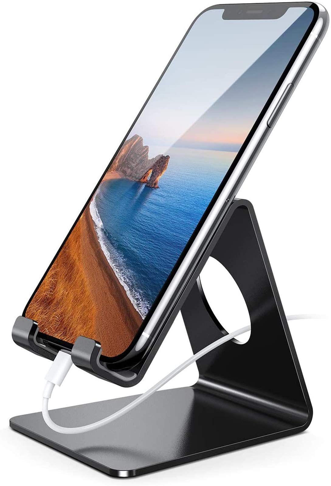 Lamicall Cell Phone Stand, Desk Accessories - Clear Office Cell Phone Holder, Acrylic Phone Stand, Desktop, Acrylic Office Desk Decor Accessories, Suitable for iPhone, 4-8'' Phone, Gifts