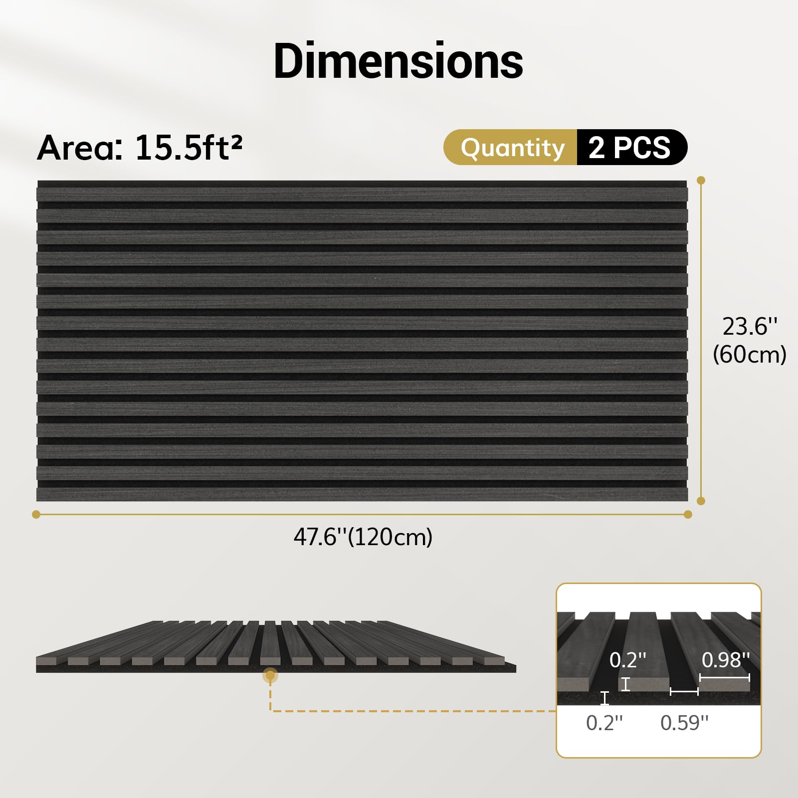 TONOR Wood Slatwall Panels, 4 Pack 47.2" x 23.6"/ 120 x60cm(31ft²) Acoustic Wall Panels, Wood Slat Acoustic Panels for Noise Cancelling and Decoration, Living Room, Bedroom, Office, Walnut
