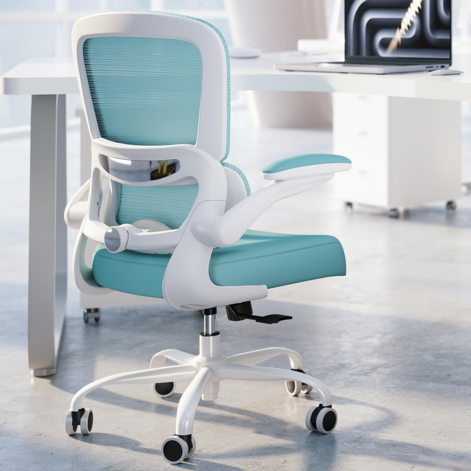 TRALT Office Chair - Ergonomic Desk Chair with Adjustable Lumbar Support, Mesh Computer Chair, Executive Chairs for Home Office Comfortable Lumbar Support (White)