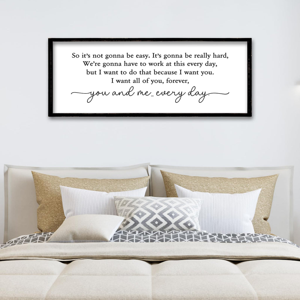 ZZJJHYWGQ Sweet Dreams Above Bed Wall Decor Sign 40"x15" for Master Bedroom Over Bed Guest Room Wood Framed Wall Art (Wood)