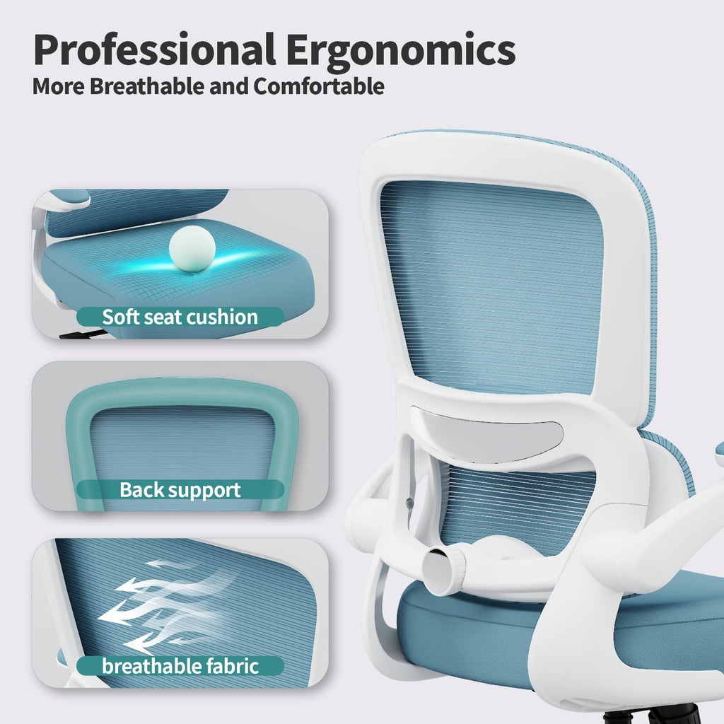 TRALT Office Chair - Ergonomic Desk Chair with Adjustable Lumbar Support, Mesh Computer Chair, Executive Chairs for Home Office Comfortable Lumbar Support (White)