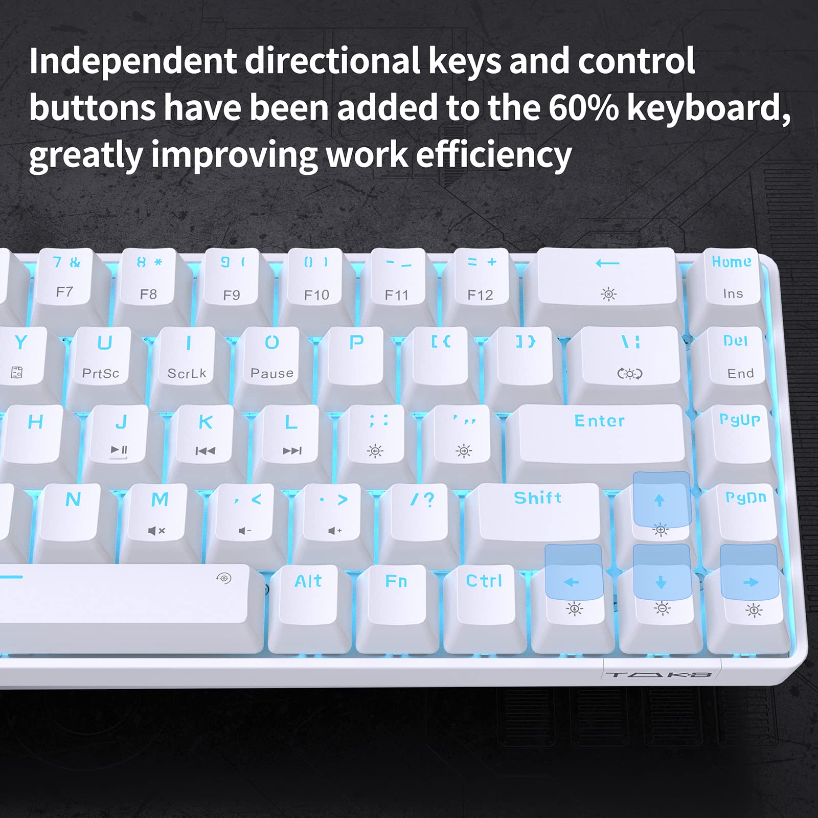 DIERYA T68SE 60% Gaming Mechanical Keyboard,Ultra Compact Mini 68 Key with Red Switches Wired Keyboard,Anti-Ghosting Keys, for Windows Laptops and PC Gamers,White