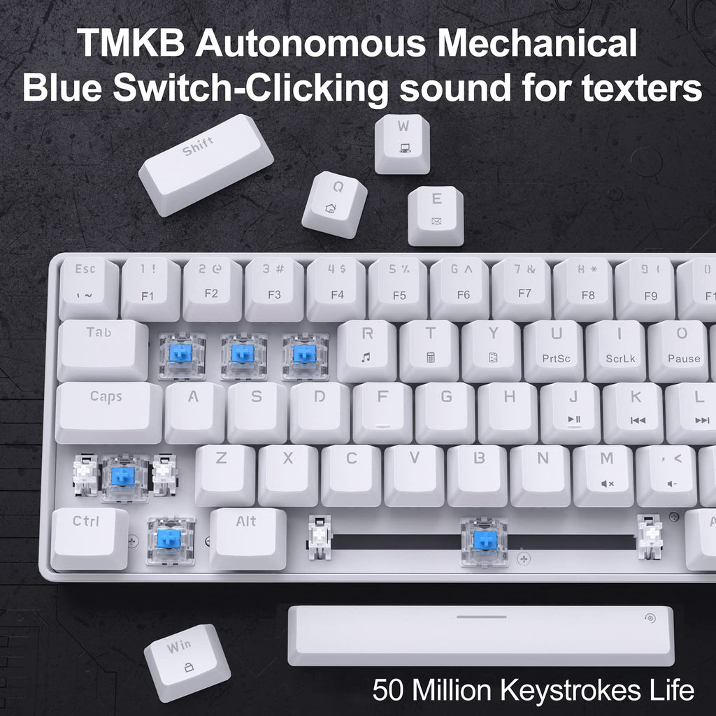 DIERYA T68SE 60% Gaming Mechanical Keyboard,Ultra Compact Mini 68 Key with Red Switches Wired Keyboard,Anti-Ghosting Keys, for Windows Laptops and PC Gamers,White