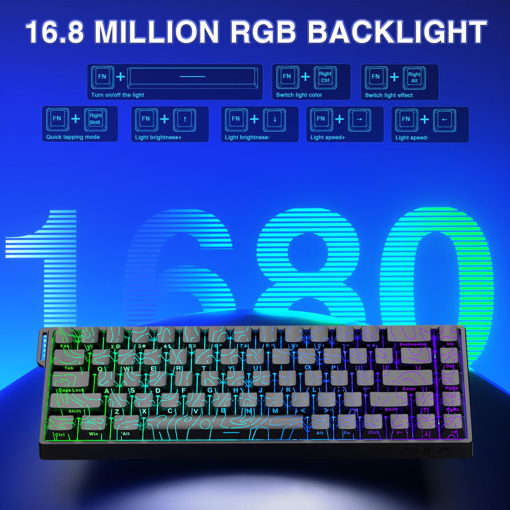 AULA WIN68 HE Mechanical Gaming Keyboard 60%, Hall Effect Magnetic Switch, Fast Trigger Mode Adjustable Actuation, 8000Hz Polling Rate, RGB Backlit, Wired Black Keyboard for Laptop/PC Gamer