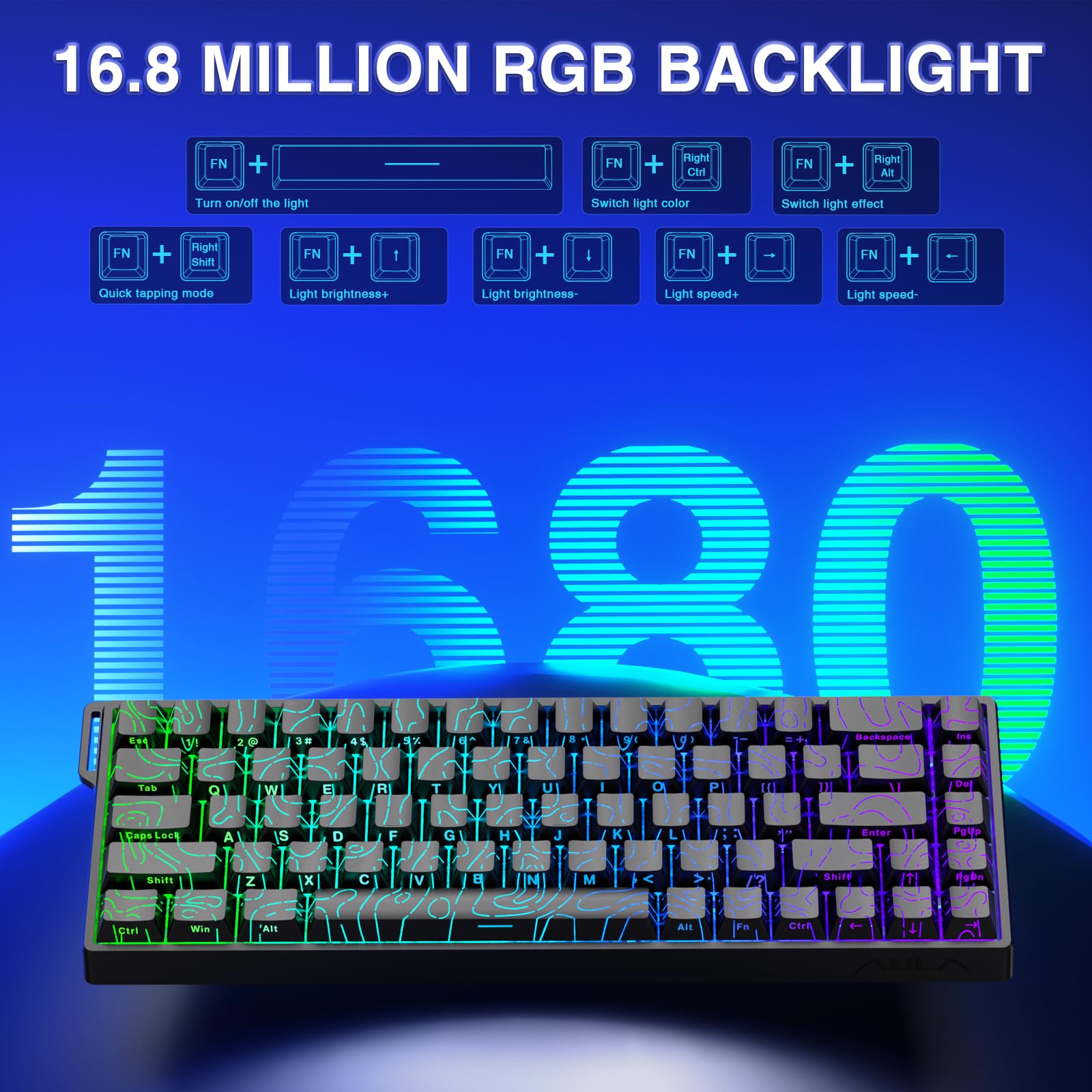 AULA WIN68 HE Mechanical Gaming Keyboard 60%, Hall Effect Magnetic Switch, Fast Trigger Mode Adjustable Actuation, 8000Hz Polling Rate, RGB Backlit, Wired Black Keyboard for Laptop/PC Gamer