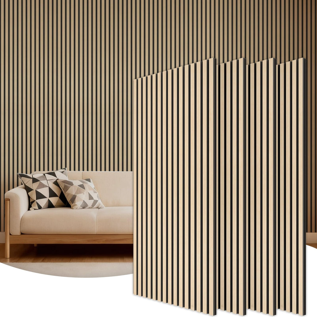 TONOR Wood Slatwall Panels, 4 Pack 47.2" x 23.6"/ 120 x60cm(31ft²) Acoustic Wall Panels, Wood Slat Acoustic Panels for Noise Cancelling and Decoration, Living Room, Bedroom, Office, Walnut