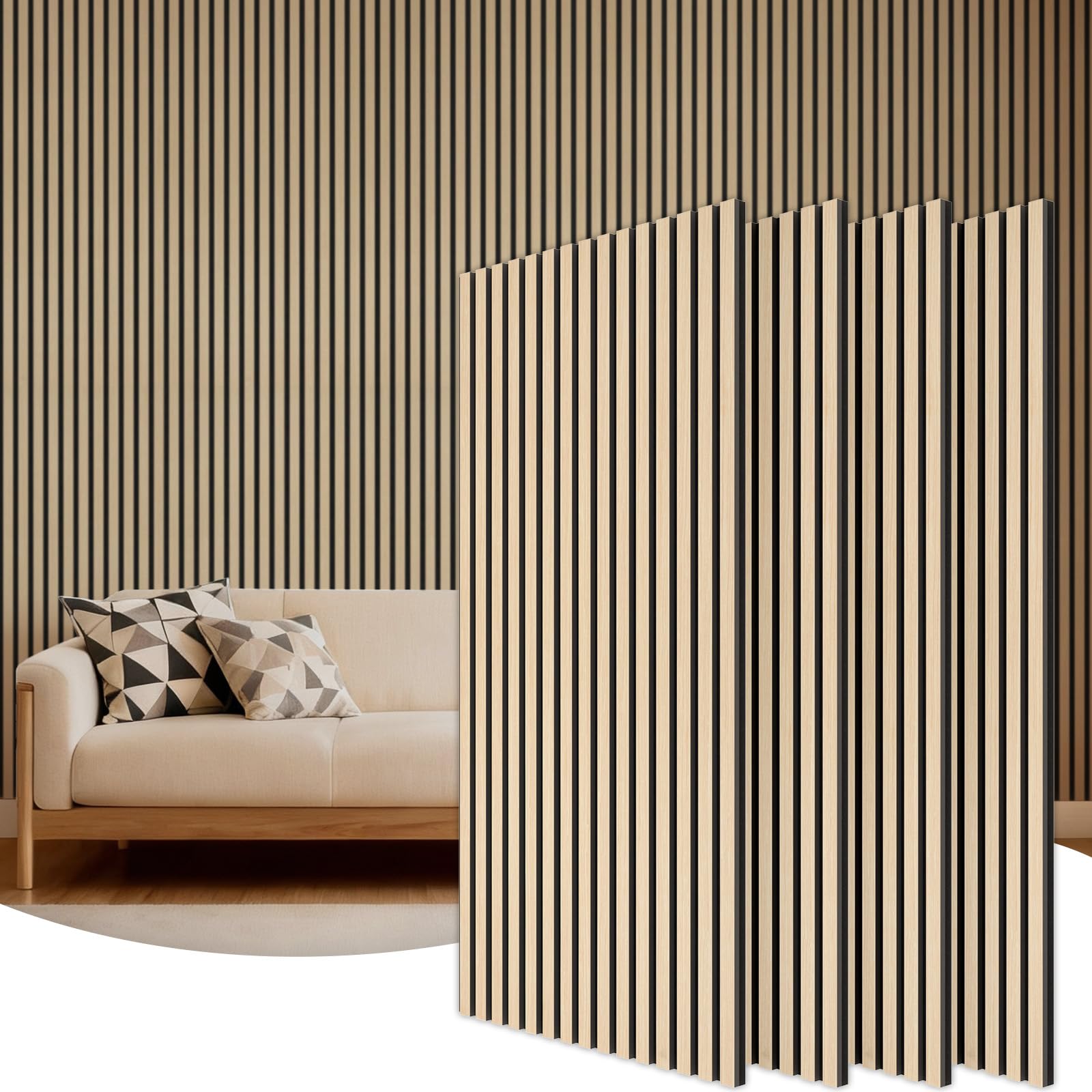 TONOR Wood Slatwall Panels, 4 Pack 47.2" x 23.6"/ 120 x60cm(31ft²) Acoustic Wall Panels, Wood Slat Acoustic Panels for Noise Cancelling and Decoration, Living Room, Bedroom, Office, Walnut