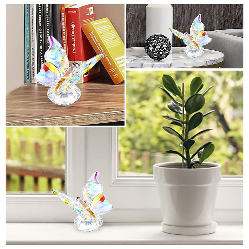 H&D HYALINE & DORA Crystal Cut Butterfly Animal Ornament Decoration for Office Table Home Bedroom
