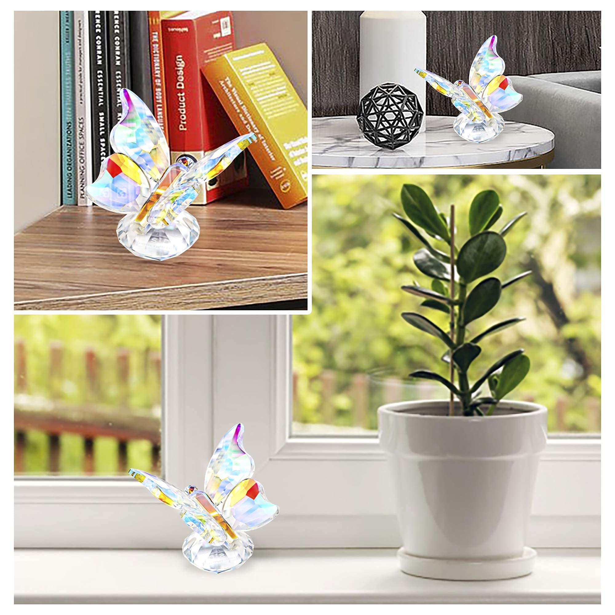 H&D HYALINE & DORA Crystal Cut Butterfly Animal Ornament Decoration for Office Table Home Bedroom