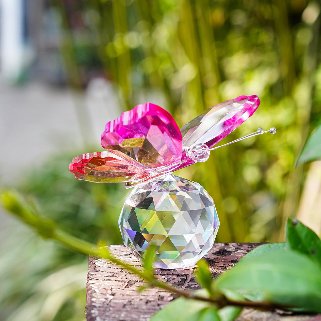 H&D HYALINE & DORA Crystal Cut Butterfly Animal Ornament Decoration for Office Table Home Bedroom