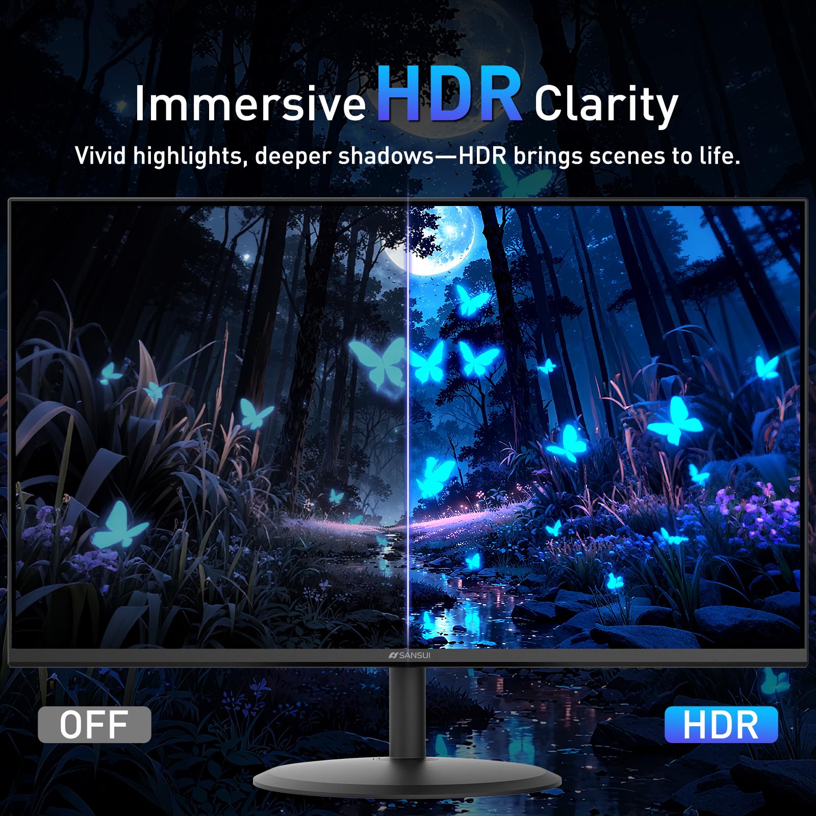 SANSUI 27 Inch Curved 240Hz Gaming Monitor FHD 1080P, 1500R Curve Computer Monitor, 130% sRGB, 4000:1 Contrast, HDR, FreeSync, MPRT 1Ms, Low Blue Light, HDMI DP Ports, Metal Stand, DP Cable Incl.