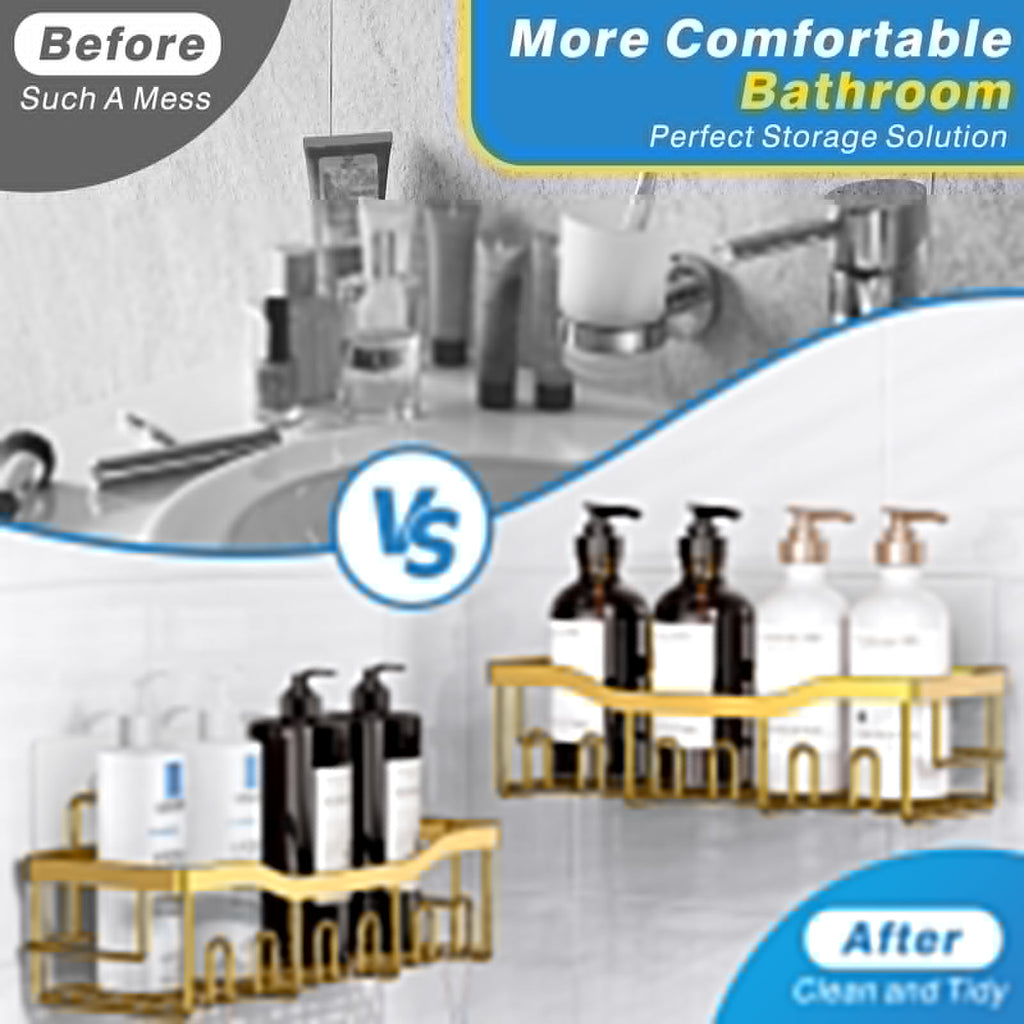 EUDELE Adhesive Shower Caddy, 5 Pack Rustproof Stainless Steel Bath Organizers With Large Capacity, No Drilling Shelves for Bathroom Storage & Home Decor