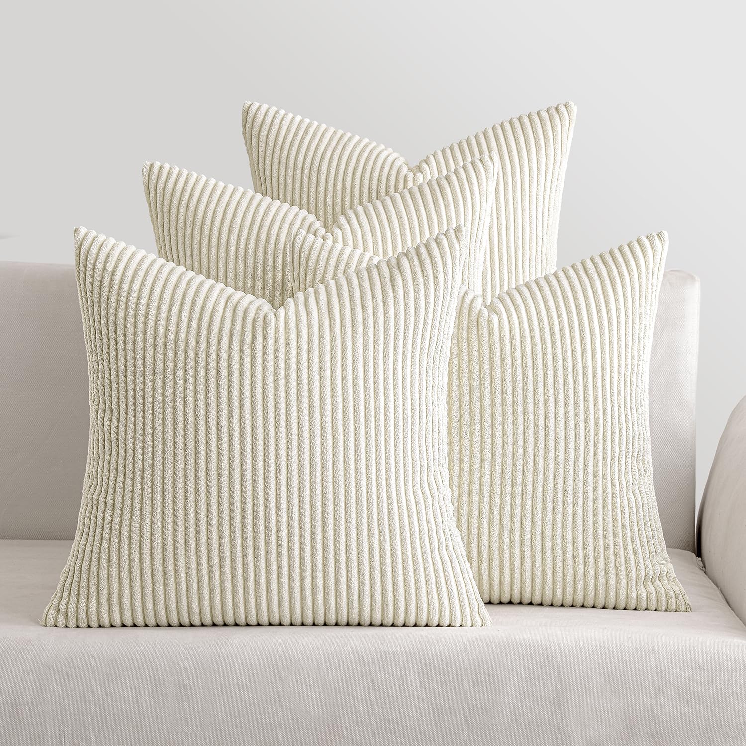 MIULEE Boho Farmhouse Sage Green Throw Pillow Covers 18x18 Inch Set of 4 Mordern Nordic Cushion Covers Soft Corduroy Spring Home Decor for Couch Bed Sofa Living Room Forest Green