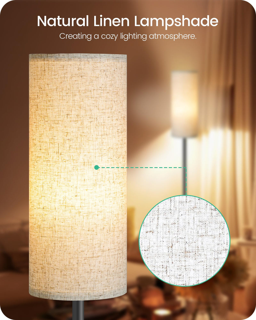 2 Pack Floor Lamp, Pole Lamp with Foot Switch, Modern Standing Lamp Lampshade, Minimalist Freestanding Lamp (Bulb Not Included), for Living Room, Bedroom Office, Black and Beige E07LDP205