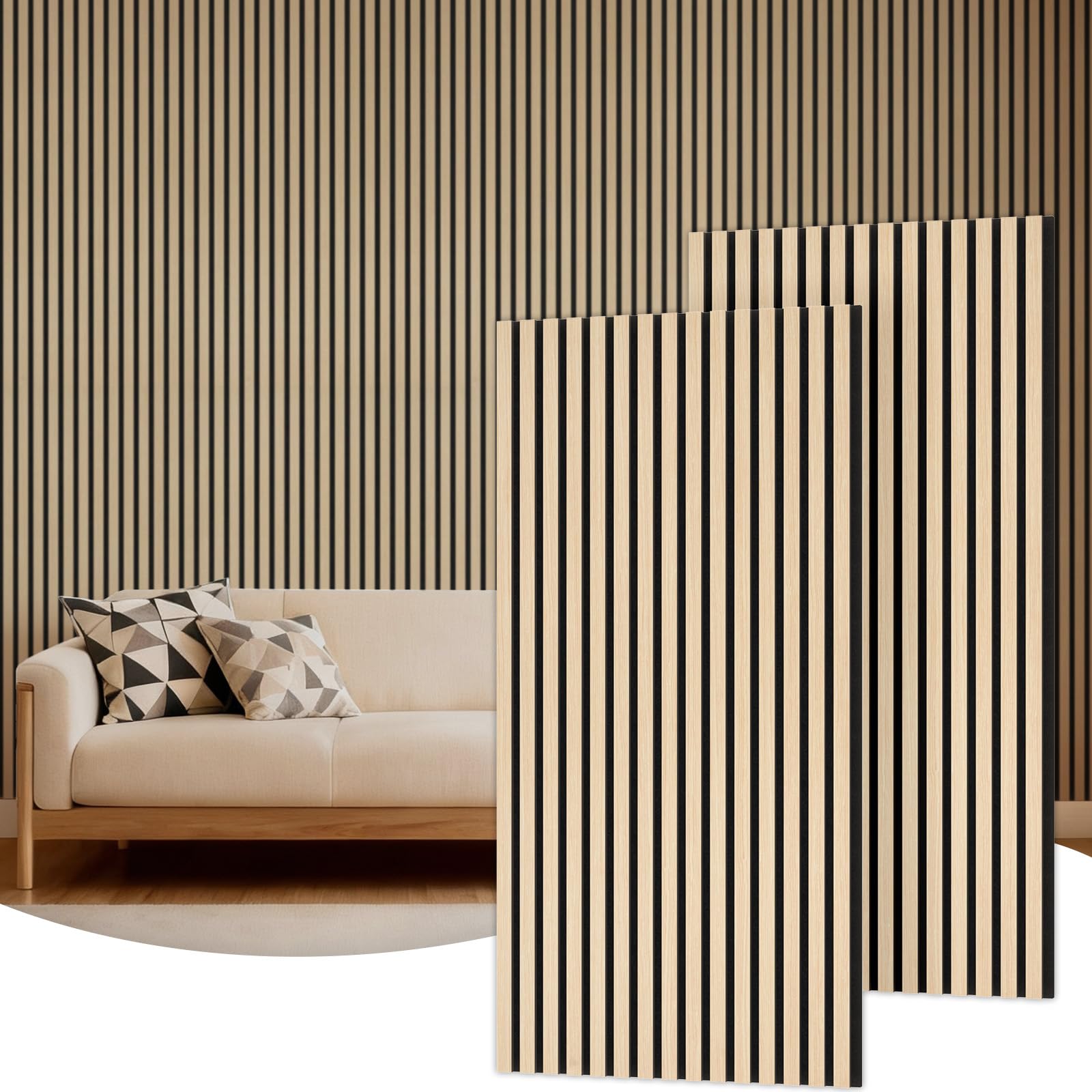 TONOR Wood Slatwall Panels, 4 Pack 47.2" x 23.6"/ 120 x60cm(31ft²) Acoustic Wall Panels, Wood Slat Acoustic Panels for Noise Cancelling and Decoration, Living Room, Bedroom, Office, Walnut