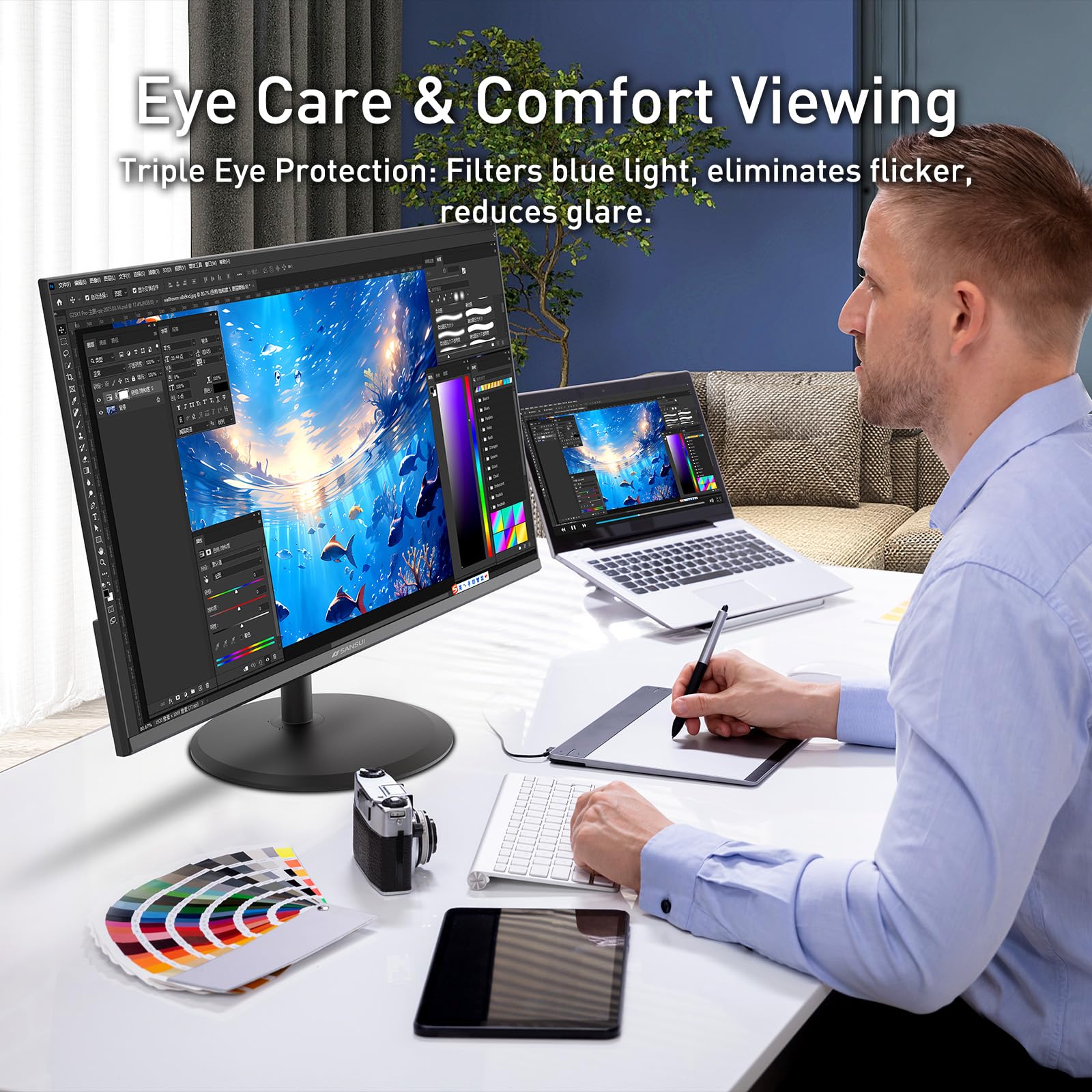 SANSUI 27 Inch Curved 240Hz Gaming Monitor FHD 1080P, 1500R Curve Computer Monitor, 130% sRGB, 4000:1 Contrast, HDR, FreeSync, MPRT 1Ms, Low Blue Light, HDMI DP Ports, Metal Stand, DP Cable Incl.