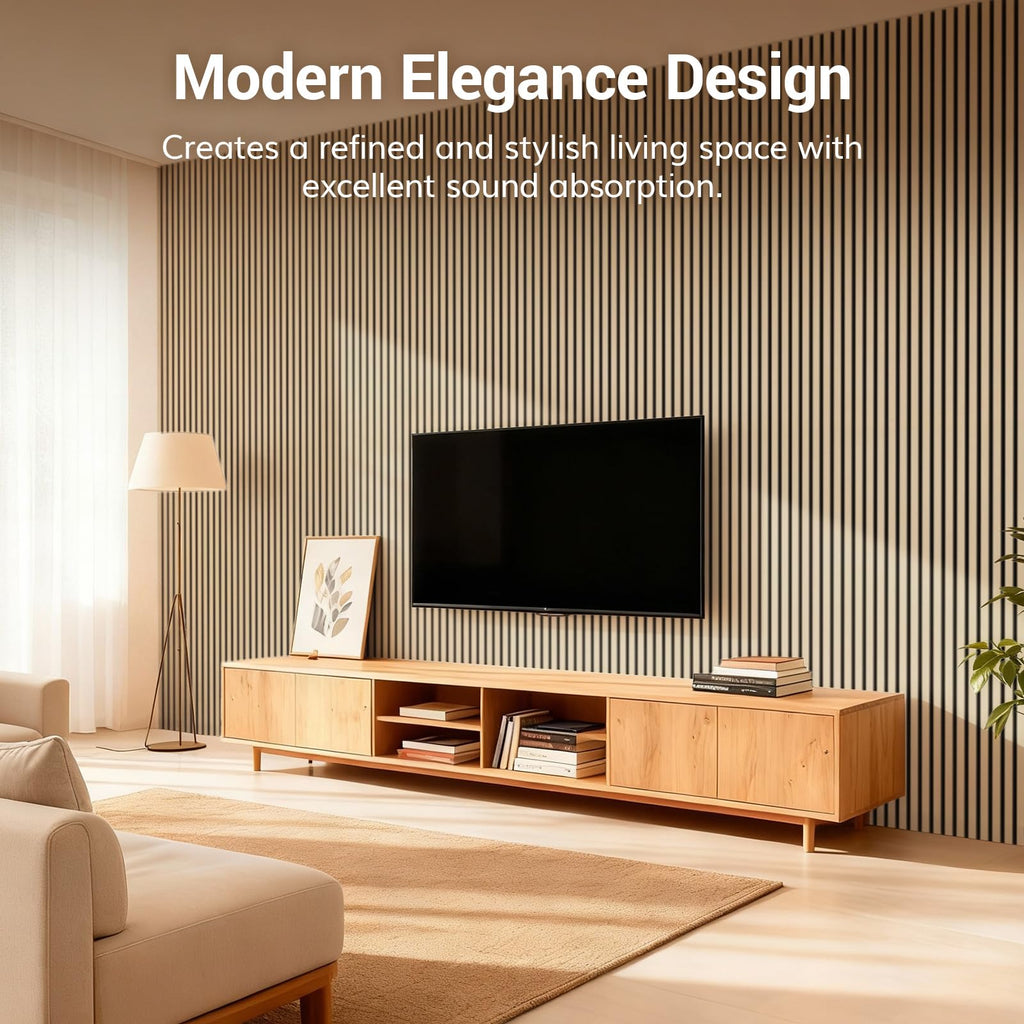 TONOR Wood Slatwall Panels, 4 Pack 47.2" x 23.6"/ 120 x60cm(31ft²) Acoustic Wall Panels, Wood Slat Acoustic Panels for Noise Cancelling and Decoration, Living Room, Bedroom, Office, Walnut