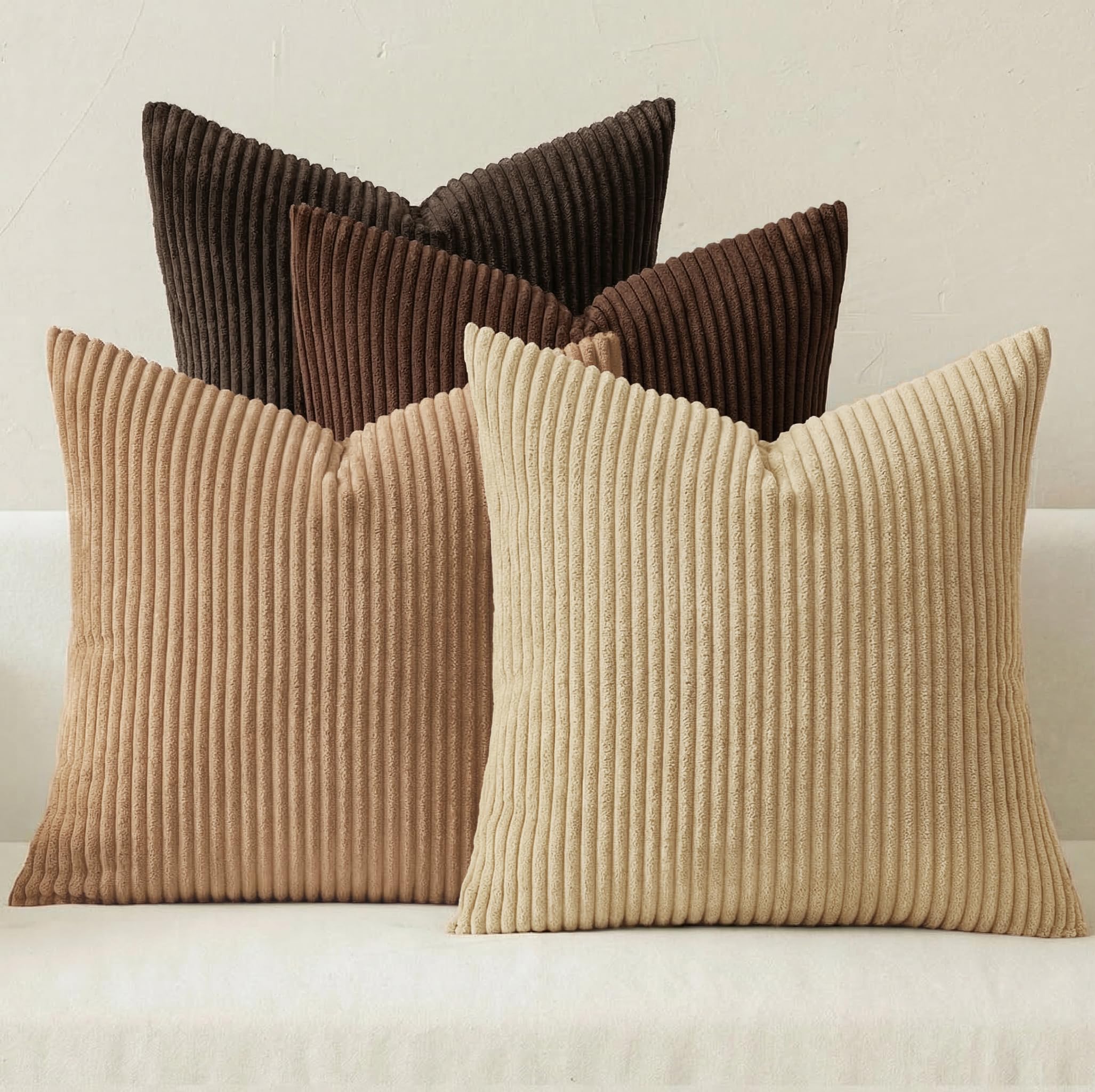 MIULEE Boho Farmhouse Sage Green Throw Pillow Covers 18x18 Inch Set of 4 Mordern Nordic Cushion Covers Soft Corduroy Spring Home Decor for Couch Bed Sofa Living Room Forest Green