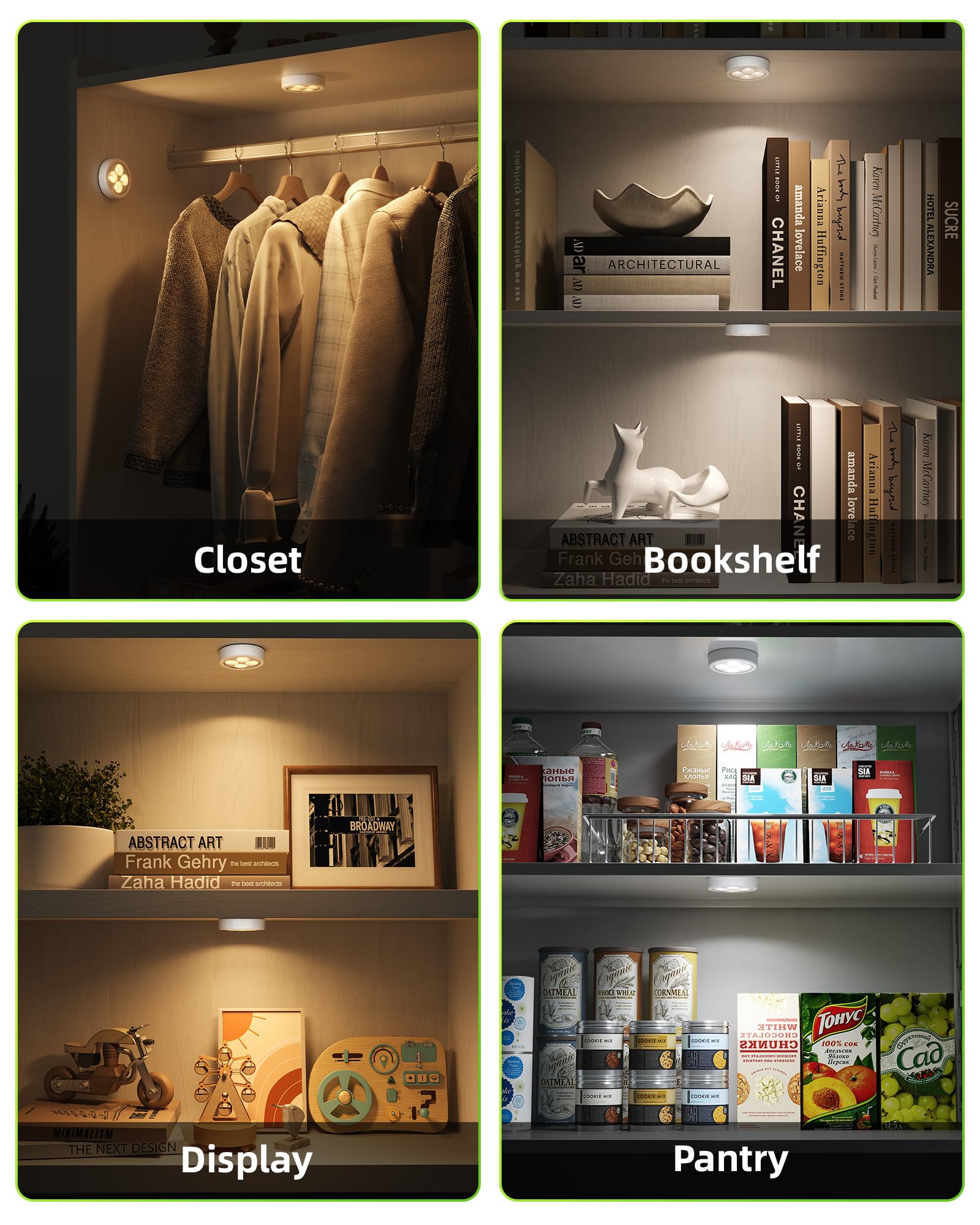 EZVALO LED Puck Lights, Rechargeable Battery Touch Light, 2.5'' Mini Tap Lights, Wireless Closet Light, Under Cabinet Lighting, 3 Color Temps, Stick On Lights Kitchen,Closet,Pantry(2 Pack)