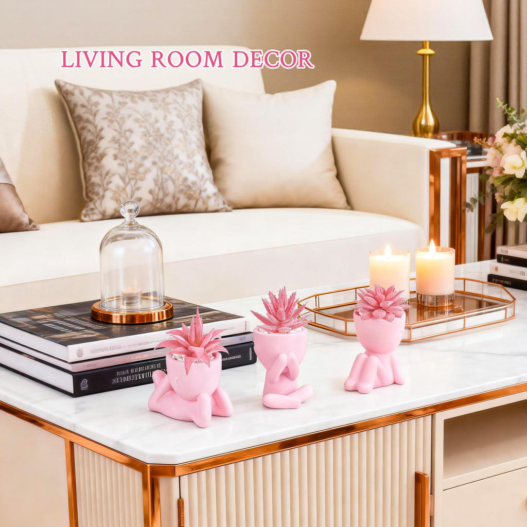 Der Rose 3pcs Fake Succulents Plants Artificial for Black Bathroom Bedroom Home Living Room Halloween Decor Aesthetic Indoor