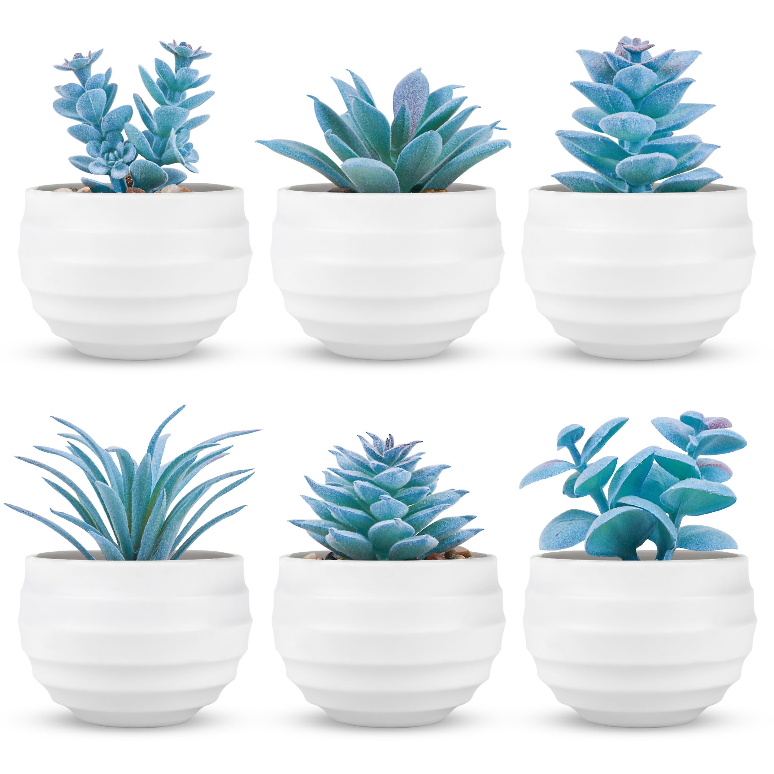 Der Rose Set of 6 Succulents Plants Artificial in Pots Small Fake Plants for Bedroom Aesthetic Living Room Shelf Bathroom Decor Office Desk Accessories