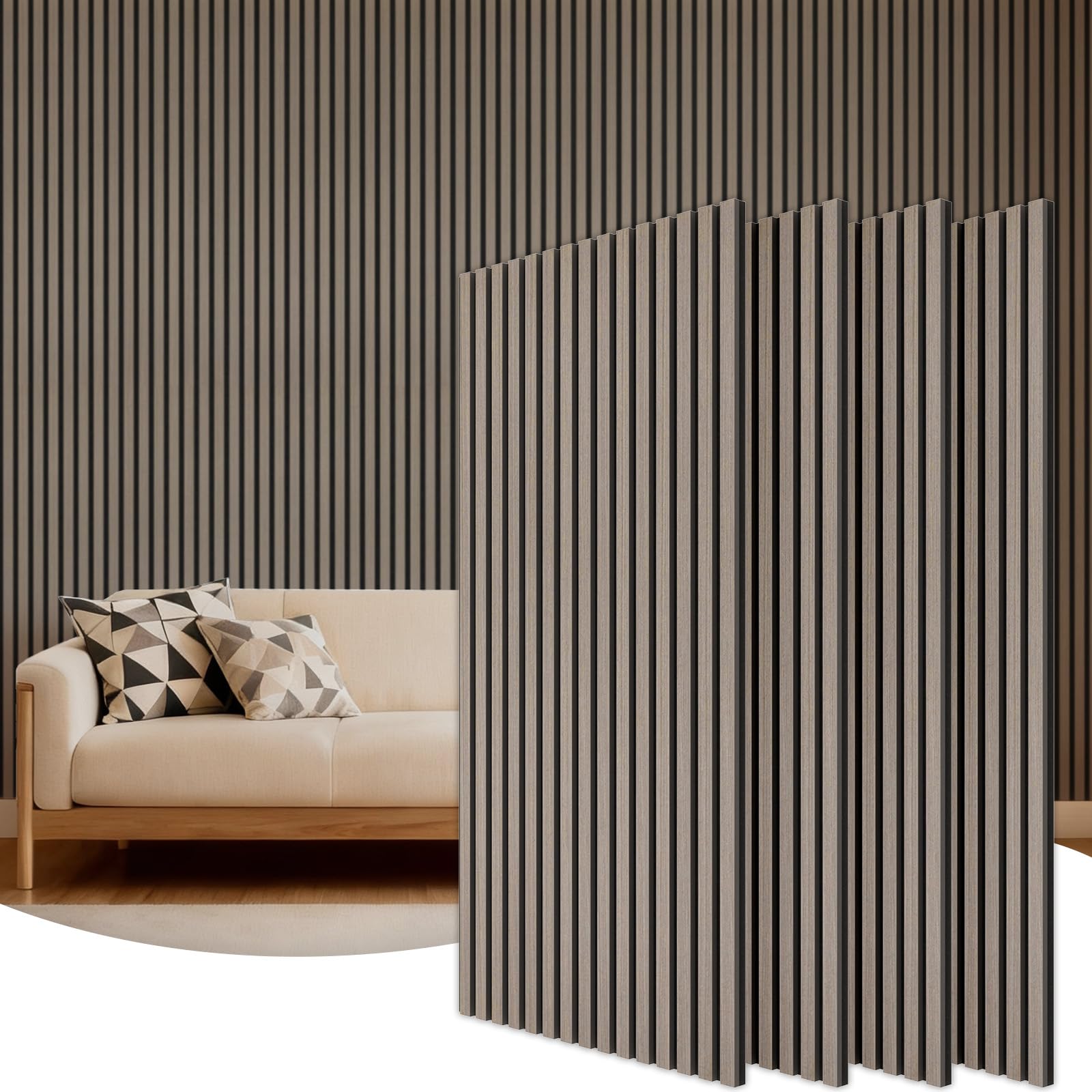 TONOR Wood Slatwall Panels, 4 Pack 47.2" x 23.6"/ 120 x60cm(31ft²) Acoustic Wall Panels, Wood Slat Acoustic Panels for Noise Cancelling and Decoration, Living Room, Bedroom, Office, Walnut