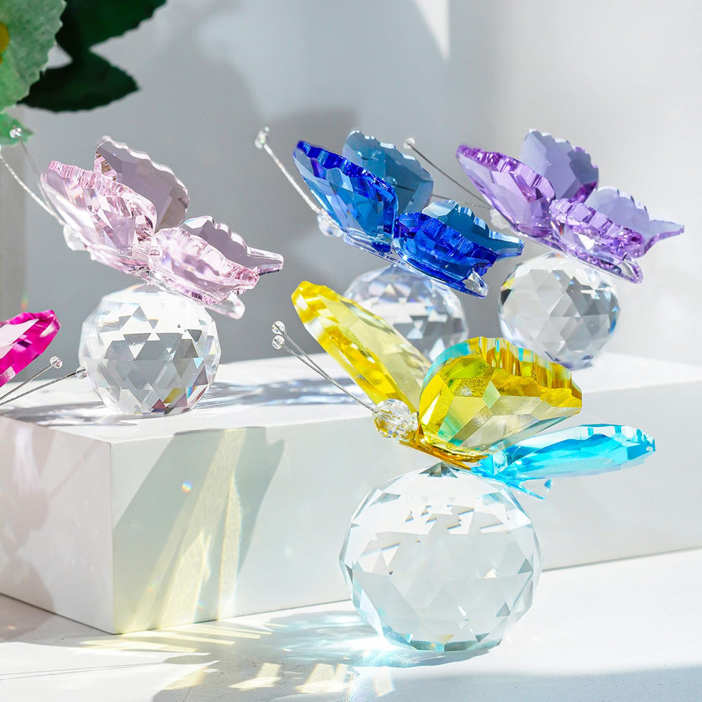H&D HYALINE & DORA Crystal Cut Butterfly Animal Ornament Decoration for Office Table Home Bedroom