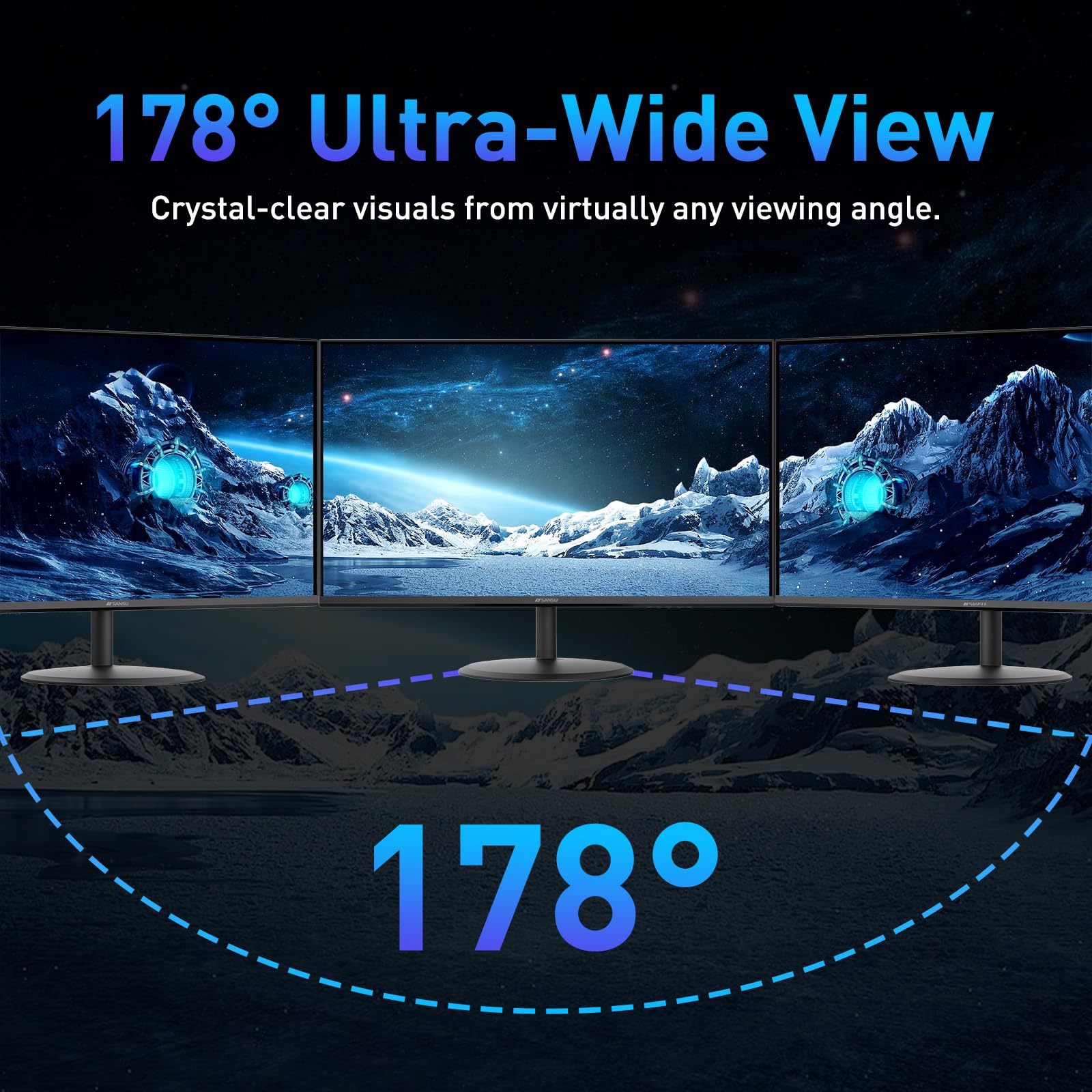 SANSUI 27 Inch Curved 240Hz Gaming Monitor FHD 1080P, 1500R Curve Computer Monitor, 130% sRGB, 4000:1 Contrast, HDR, FreeSync, MPRT 1Ms, Low Blue Light, HDMI DP Ports, Metal Stand, DP Cable Incl.