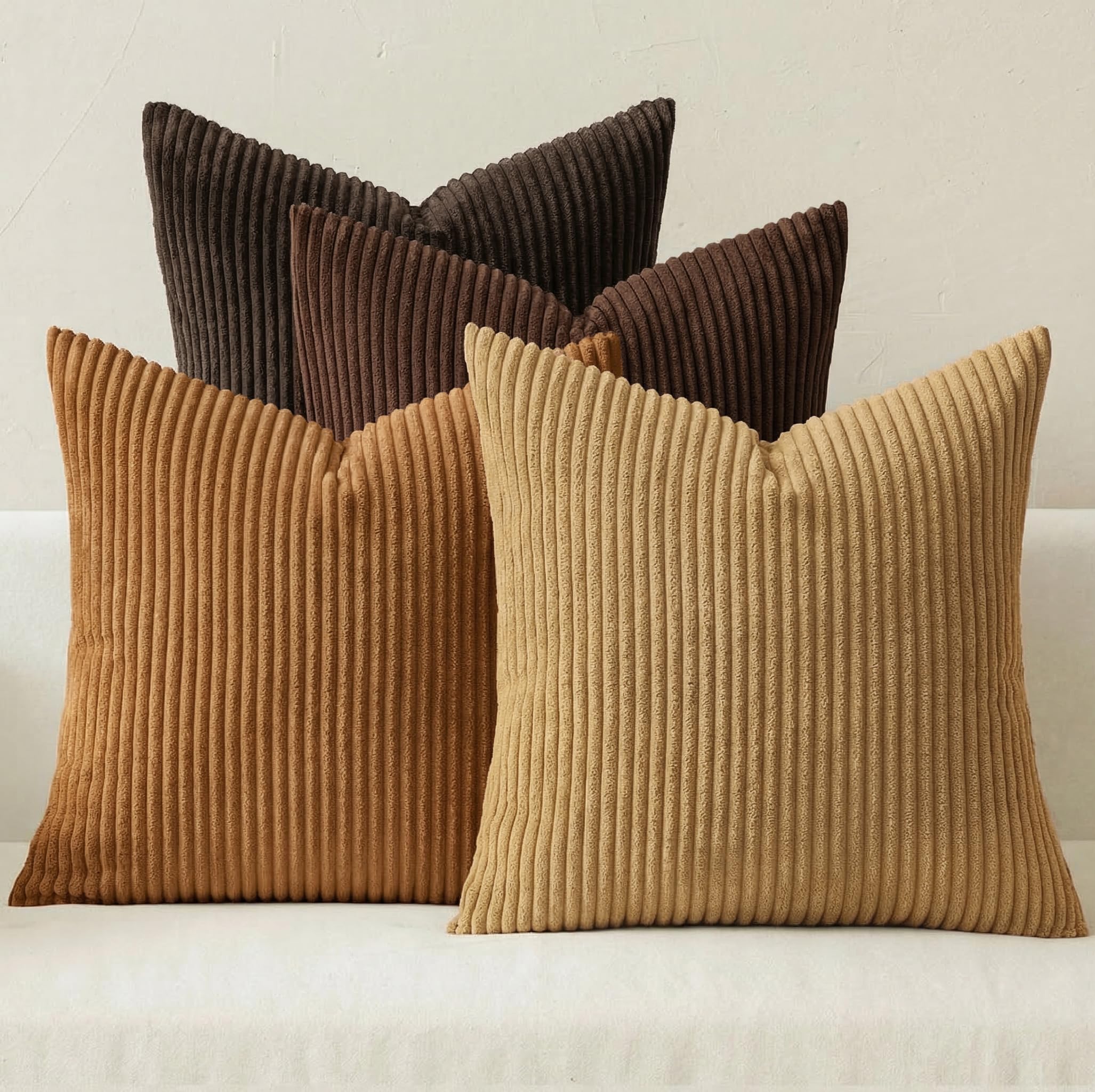 MIULEE Boho Farmhouse Sage Green Throw Pillow Covers 18x18 Inch Set of 4 Mordern Nordic Cushion Covers Soft Corduroy Spring Home Decor for Couch Bed Sofa Living Room Forest Green