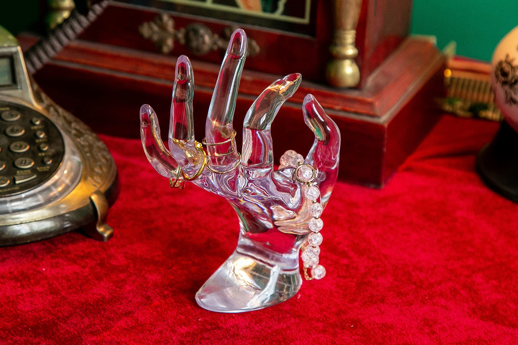 Maxsirui Hand Form Ring Holder Jewelry Display Organization Rack Bracelet Ring Watch Stand Support Aesthetic Y2k Room Decor (Rose Red)