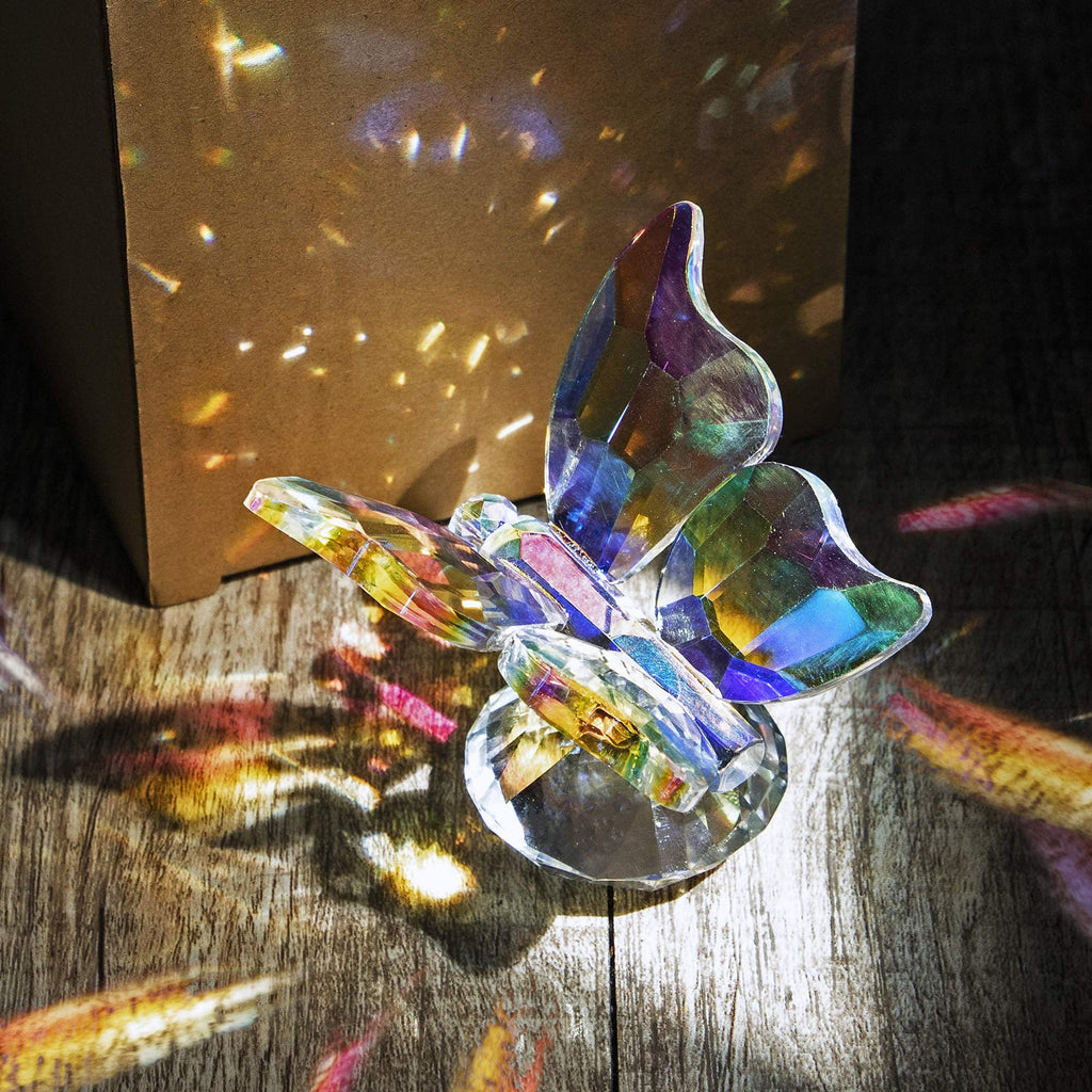 H&D HYALINE & DORA Crystal Cut Butterfly Animal Ornament Decoration for Office Table Home Bedroom